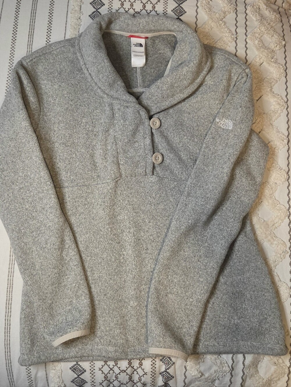 The North Face Heather Gray Shawl Collar Fleece Pullover (#32)